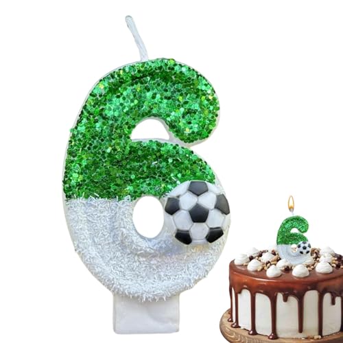 Bajbumgn Fußball-Kerzen für Kuchen, Geburtstags-Zahlenkerze, Funkelnde Pailletten-Fußball-Geburtstags-Zahlenkerze, kreative Kuchendekoration für Geburtstag, Hochzeit, Jubiläum, Feiern von Bajbumgn