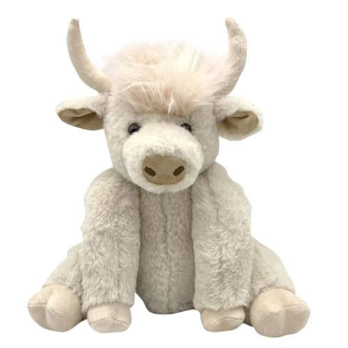 Bajbumgn Highland Cow Plüschtier, Highland Cow Stofftier mit Musik Bewegliche Gelenke, Highland Cow Puppe realistische Form, Flauschige Kuh Plüschfigur Spielzeug für Kinder Erwachsene von Bajbumgn