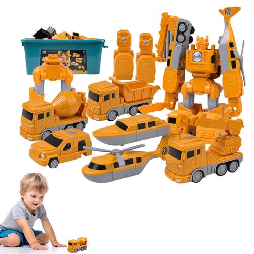 Bajbumgn Magnetic Transform Engineering Car Assembled Toys, Roboterfahrzeug-Baustein-Montagespielzeug, Auto Kombinierte Roboter Kinder Spielzeug, Transformation Roboter Kinder von Bajbumgn