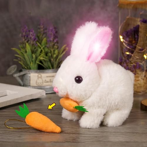 Bajbumgn Realistisches Hasenspielzeug für Kinder, My Realistic Bunny Toy, Interaktives realistisches Hasenspielzeug, Springende, zuckende und wackelnde Ohren, Osterhasen Plüschtier von Bajbumgn