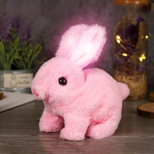 Bajbumgn Realistisches Hasenspielzeug für Kinder, My Realistic Bunny Toy, Interaktives realistisches Hasenspielzeug, Springende, zuckende und wackelnde Ohren, Osterhasen Plüschtier von Bajbumgn