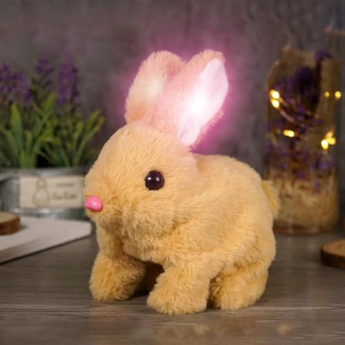 Bajbumgn Realistisches Hasenspielzeug für Kinder, My Realistic Bunny Toy, Interaktives realistisches Hasenspielzeug, Springende, zuckende und wackelnde Ohren, Osterhasen Plüschtier von Bajbumgn