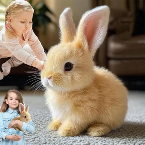 My Realistic Bunny Toy, Interaktives Elektronisches Hasens Kuscheltier mit Geräuschen Bewegungen, Hüpfendes Kaninchen, Osterhase Plüschtier für Ostern Weihnachtstag Geschenke von Bajbumgn