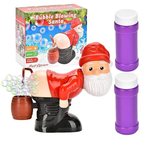 Santa Bubble Fart Blower, Lustige Weihnachtsmann-Blasenblasmaschine, Automatische Furz Bubble Machine mit Lichtern und Sound, Bubble Fart Blower für Weihnachtsfeiern von Bajbumgn