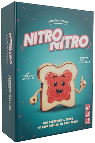 Nitro Nitro – Fragen mit Löchern, nicht zu einfach, nicht zu hart. Ein sehr süchtig machendes Spiel. Ab 12 Jahren von Bakakou