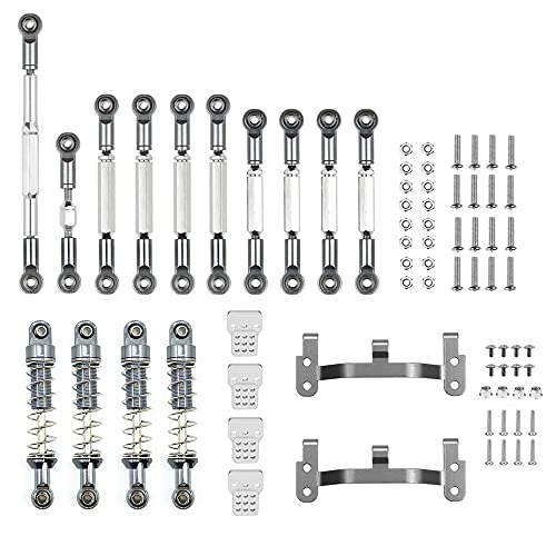 Bakemoro Metall-Lenkverbindungsstangen-Zugstangenhalterungen, Stoßdämpfer-Set für C14, C24, C24-1, 1/16 RC-Auto-Upgrade-Teile, 3 von Bakemoro