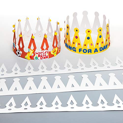 Baker Ross EX343 Bastelset-Krone-aus Pappe für Kinder zum Basteln und Dekorieren zum Kindergeburtstag und Karneval-12 Stück, weiß, 60 cm, 12 Pack von Baker Ross