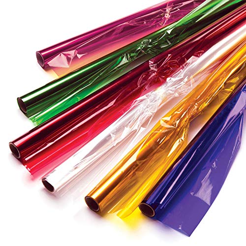 Baker Ross EX541 Colored Cellophane Craft (Box mit 6 Rollen) Für Kinder zur Dekoration und Präsentation, sortiert, 4.5m x 50cm, 6 stück von Baker Ross