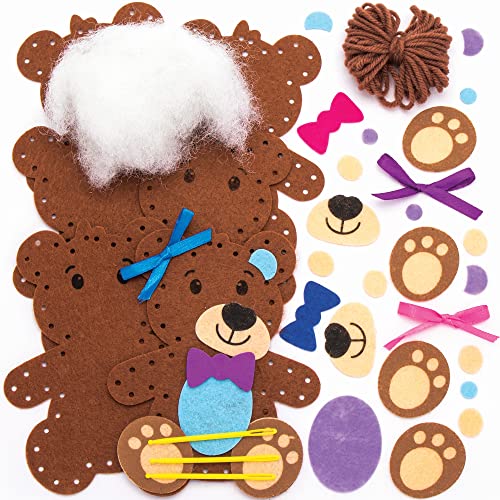 Baker Ross FC414 Bear Liebesbär Nähset für Kinder, sortiert, Mittel, Pink, Blue von Baker Ross