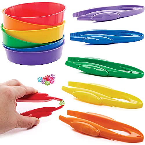 Baker Ross FC936 Plastikpinzetten und Sortierschalen-6er Pack, Bastelwerkzeug für Kinder, Aufbewahrung für Kunst und Basteln, Bastelzubehör von Baker Ross