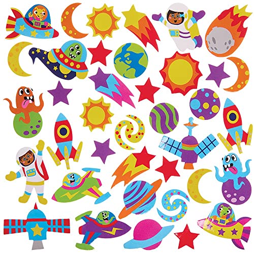Baker Ross Sterne FX140 Weltraum Moosgummi Sticker-100 Stück, Großpackung Schaumstoff Aufkleber für Kinder zum Basteln, Gestalten und Dekorieren, Multicolour von Baker Ross