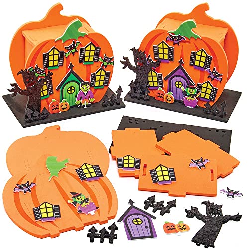 Baker Ross FX254 Kürbis Haus Moosgummi 2 Stück, Halloween Schaumstoff Bastelset für Kinder, Halloweendeko zum Basteln von Baker Ross