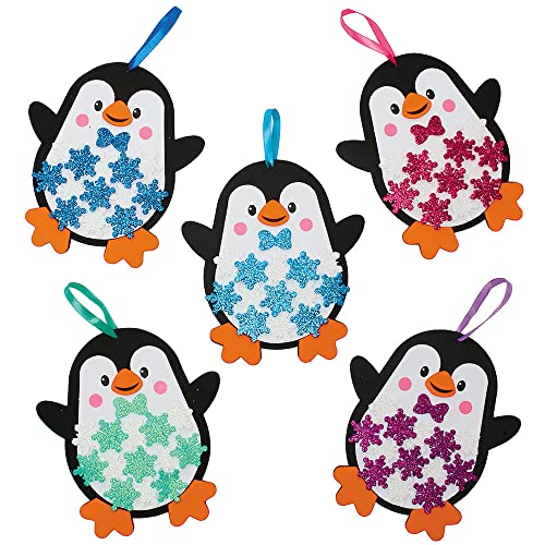 Baker Ross FX284 Pinguin Moosgummi Dekoration Bastelset-5er Pack, Weihnachtsdekoration für Kinder zum Basteln, Baumschmuck Bastelsets, Lila von Baker Ross