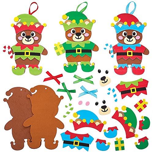 Baker Ross FX288 Heinzel Bärchen Moosgummi Dekoration Bastelset-8er Pack, Weihnachtsdekoration für Kinder zum Basteln, Baumschmuck Bastelsets von Baker Ross