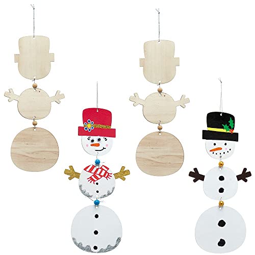 Baker Ross FX291 Schneemänner 3D Holzdekorationen Bastelset-4er Pack, Bastelsets für Kinder aus Holz, Kinderbasteln an Weihnachten, Silberne von Baker Ross