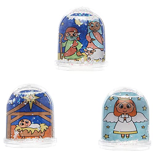 Baker Ross FX297 Krippenspiel Schneekugel Bastelset-4er Pack, Basteln und Ausmalen für Kinder an Weihnachten, Kleine Kindergeburtstag Bastelsets, White von Baker Ross