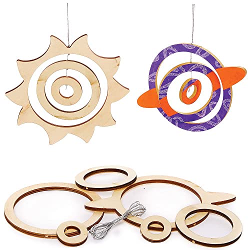 Baker Ross FX315 Planeten Holzspirale Dekoration Bastelset-4er Pack, Deko Bastelset aus Holz für Kinder zum Basteln von Baker Ross