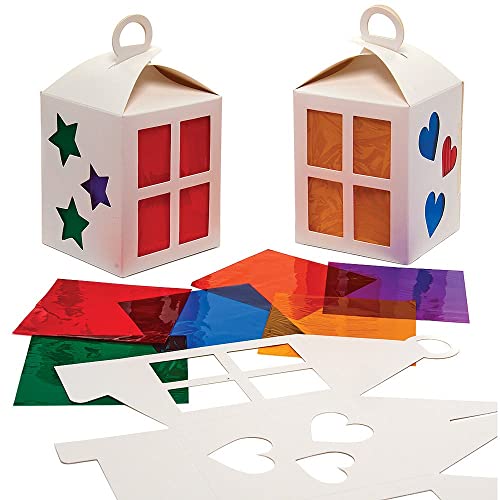 Baker Ross FX328 Bastelsets für Kinder-4er Pack, Papierlaternen mit Buntglas Effekt zum Basteln und Dekorieren für Kinder, St Martin's Laternen, Alter 5+, Mittel, Blau,gelb,grün von Baker Ross