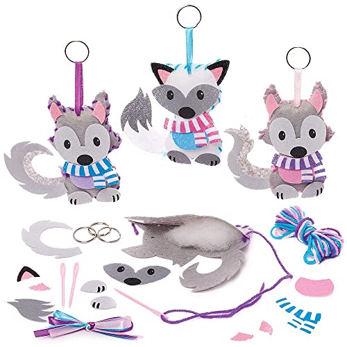 Baker Ross FX355 Polar Fuchs und Wolf Schlüsselanhänger Bastelset-3er Pack, Filz Näh Bastelset, Kleine Kinder von Baker Ross