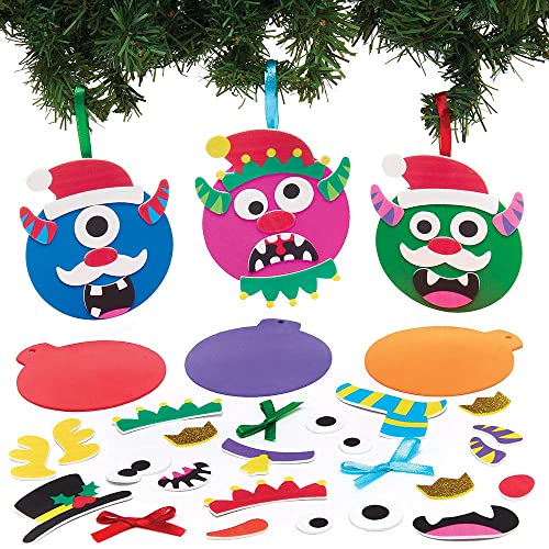 Baker Ross FX368 Monster Moosgummi Dekoration Bastelset-8er Pack, Weihnachtsdekoration für Kinder zum Basteln, Baumschmuck Bastelsets von Baker Ross