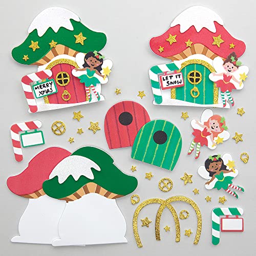 Baker Ross FX369 Weihnachten Feen Tür Bastelset-4er Pack, Moosgummi Basteln, Kleine Bastelsets für Kinder von Baker Ross