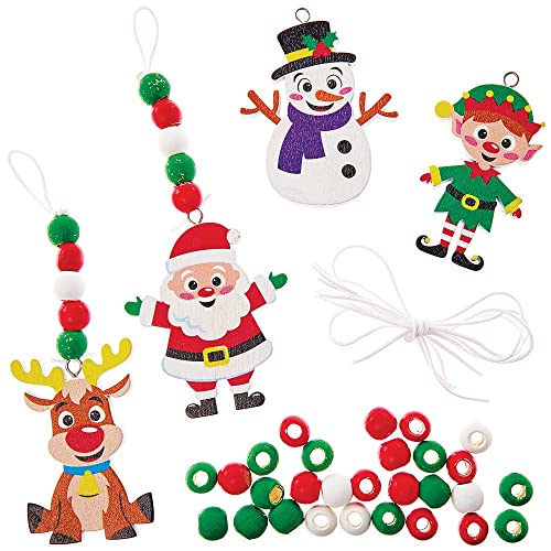 Baker Ross FX376 Weihnachten Bastelset mit Perlen für Kinder-4er Pack, Set für Kinder Dekorieren, Ideal für Kindergeburtstag Basteln, Alter 5+, Weiß von Baker Ross