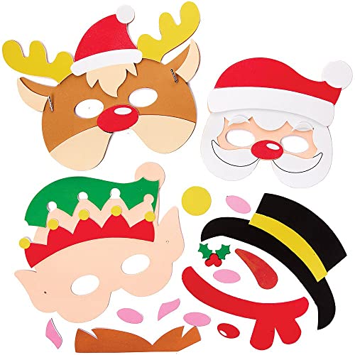 Baker Ross FX385 Weihnachten Bastelset-4er Pack, eigene Maske, Kinder Kunst Set zum Basteln und Gestalten, Moosgummi Bastelsets, Multicolour, One Size von Baker Ross