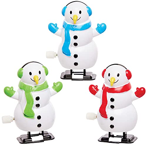 Baker Ross FX438 Aufzieh Schneemann-3er Pack, Adventskalender Geschenke, Aufziehspielzeug, Kleine Nikolausgeschenke für Kinder von Baker Ross