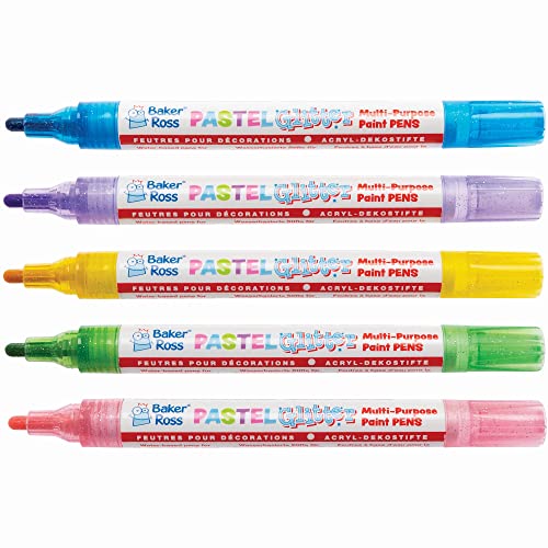 Baker Ross Glitter Acrylstifte in Pastell Farben - 5er Pack, Bastelbedarf, Acrylstifte und Malstifte für Kinder (FC332) von Baker Ross