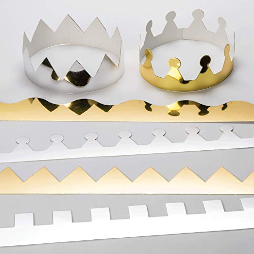 Baker Ross Metallic-Kronen - Gold & Silber - für Kinder zum Basteln und Dekorieren zum Kindergeburtstag und Karneval - 12 Stück, gold/silber, 57 cm, EV299 von Baker Ross