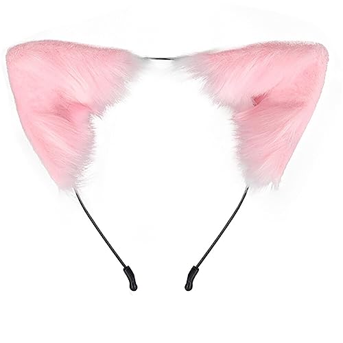 Kunstfell Fuchsohren Stirnband pelzige Wolfsohren Flauschige Katzenohren Haarreifen Tierkostüm Zubehör für Kinder Mädchen Frauen Kostüm Cosplay Kostüm von BakerMiche