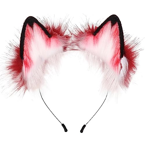 Kunstfell Katzenohren Stirnband handgefertigt pelzige Fuchsohren Flauschige Wolfsohren Haarreifen Damen Cosplay Kostüme Halloween Verkleiden für Kinder und Erwachsene von BakerMiche