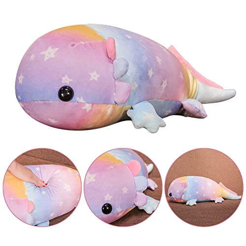 Axolotl Plüsch Spielzeug Regenbogen sechseckige Dinosaurier Puppen Plushie gefüllt Stofftiere Dinosaurier Kuschelkissen Weiche Simulation Tier Plushie Spielzeug Umarmungskissen Plüschpuppe für Kinder von Bakermiche