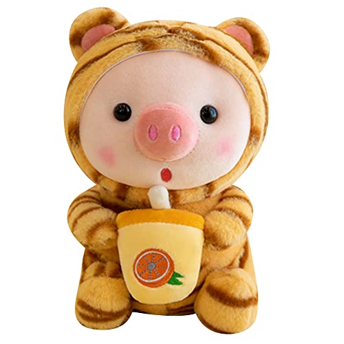 Babyflasche Schwein Plüschtier Pinguin Puppe Plüsch Spielzeug Gekleidet in Hase Frosch Tiger und Krabbe Kostüm Cartoon Pinguin Umarmt Kissen Flauschiges Kawaii Schwein Kissen Geschenk für Kinder von Bakermiche