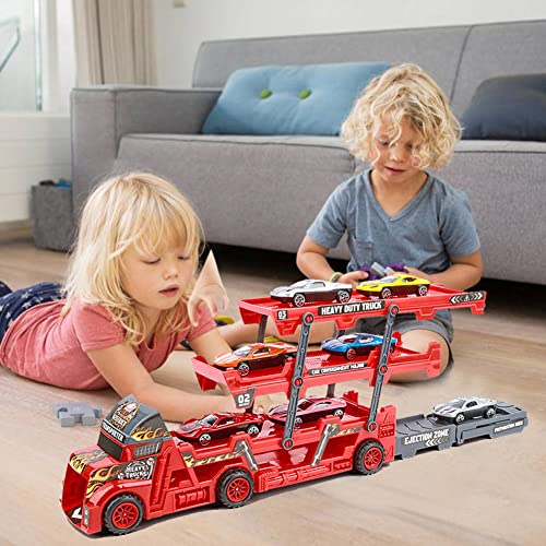 LKW Autotransporter Spielzeug Mini Racing dreilagiger Deformationstruck Mega Trucks Baufahrzeug Transport Träger Truck Spielzeugauto Diecast-Metallfahrzeuge Abschleppwagen Auto Spielzeug Geschenke von Bakermiche