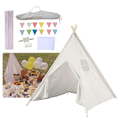 Baketron Tipi Zelt für Kinder，Spielzelt Tipi Kinderzelt mit Fenster，Kinderzimmer Teepee Indianerzelt für drinnen und draußen Kuschelecke Spielhaus B von Baketron