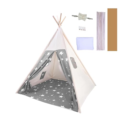 Baketron Tipi Zelt für Kinder，Spielzelt Tipi Kinderzelt mit Fenster，Kinderzimmer Teepee Indianerzelt für drinnen und draußen Kuschelecke Spielhaus C von Baketron