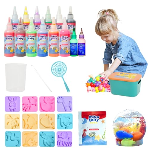 Balakaka Aqua Gelz 3D DIY Magic Water Elf, Aqua Fairy Kreativ Set Bunte Meerestiere Spielzeug Mit 12 Flaschen Farbgel/ 2 Leuchtfarbgel, Lernspielzeug Wasserspielzeug Kinder für Jungen Mädchen 3+ von Balakaka