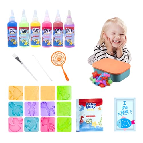 Balakaka Aqua Gelz 3D DIY Magic Water Elf, Aqua Fairy Kreativ Set Bunte Meerestiere Spielzeug Mit 6 Flaschen Farbgel, Lernspielzeug Wasserspielzeug Kinder für Jungen Mädchen 3+ von Balakaka