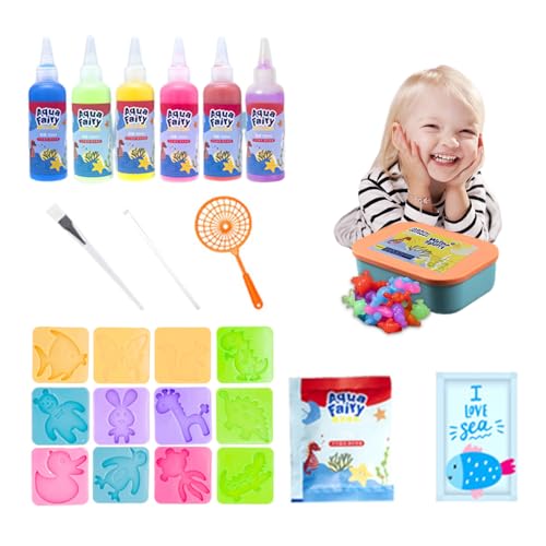 Balakaka Aqua Gelz 3D DIY Magic Water Elf, Aqua Fairy Kreativ Set Bunte Meerestiere Spielzeug Mit 6 Flaschen Farbgel, Lernspielzeug Wasserspielzeug Kinder für Jungen Mädchen 3+ von Balakaka