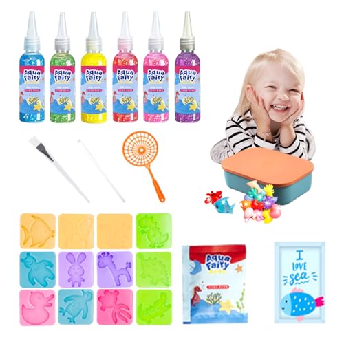 Balakaka Aqua Gelz 3D DIY Magic Water Elf, Aqua Fairy Kreativ Set Bunte Meerestiere Spielzeug Mit 6 Flaschen Farbgel, Lernspielzeug Wasserspielzeug Kinder für Jungen Mädchen 3+ von Balakaka