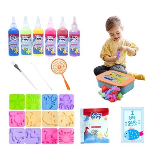 Balakaka Aqua Gelz 3D DIY Magic Water Elf, Aqua Fairy Kreativ Set Bunte Meerestiere Spielzeug Mit 6 Flaschen Farbgel, Lernspielzeug Wasserspielzeug Kinder für Jungen Mädchen 3+ von Balakaka