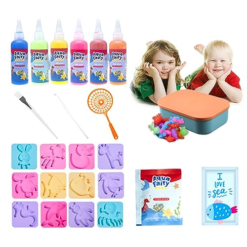 Balakaka Aqua Gelz 3D DIY Magic Water Elf, Aqua Fairy Kreativ Set Bunte Meerestiere Spielzeug Mit 6 Flaschen Farbgel, Lernspielzeug Wasserspielzeug Kinder für Jungen Mädchen 3+ von Balakaka