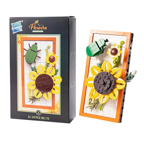 Balakaka Blumen Bauspielzeug Set, DIY Blumen Bilderrahmen Micro-Baustein-Set für 6+ Jahre alte Mädchen, Künstliche Blumen Tischdeko für Blume Home Office Dekoration von Balakaka