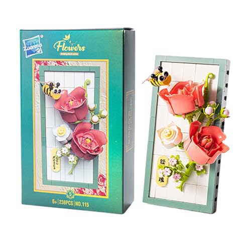 Balakaka Blumen Bauspielzeug Set, DIY Blumen Bilderrahmen Micro-Baustein-Set für 6+ Jahre alte Mädchen, Künstliche Blumen Tischdeko für Blume Home Office Dekoration von Balakaka