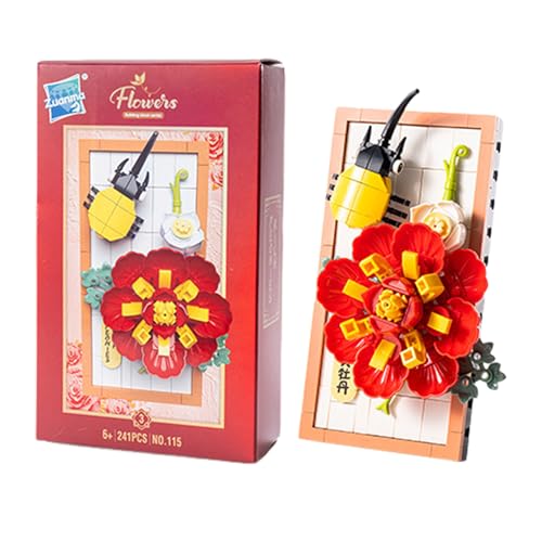 Balakaka Blumen Bauspielzeug Set, DIY Blumen Bilderrahmen Micro-Baustein-Set für 6+ Jahre alte Mädchen, Künstliche Blumen Tischdeko für Blume Home Office Dekoration von Balakaka