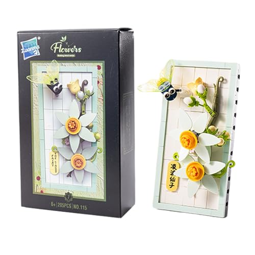 Balakaka Blumen Bauspielzeug Set, DIY Blumen Bilderrahmen Micro-Baustein-Set für 6+ Jahre alte Mädchen, Künstliche Blumen Tischdeko für Blume Home Office Dekoration von Balakaka