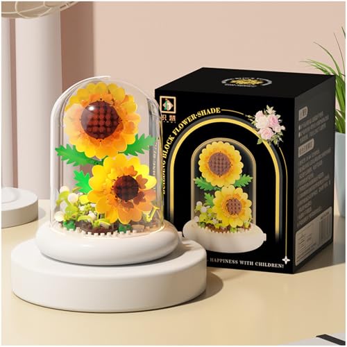 Balakaka Blumen Bauspielzeug Set mit Schutzhülle, Bausteine Blume Ziegel Spielzeug mit mit LED Licht, Mikro Blumen Bausteine Geschenk für Frauen Freundin Ehefrau von Balakaka