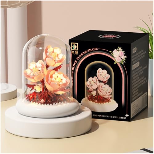 Balakaka Blumen Bauspielzeug Set mit Schutzhülle, Bausteine Blume Ziegel Spielzeug mit mit LED Licht, Mikro Blumen Bausteine Geschenk für Frauen Freundin Ehefrau von Balakaka