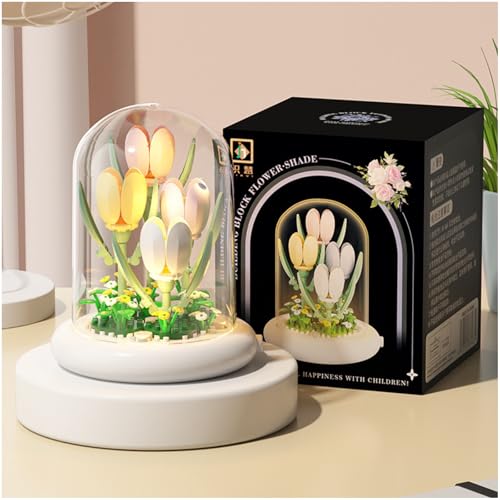 Balakaka Blumen Bauspielzeug Set mit Schutzhülle, Bausteine Blume Ziegel Spielzeug mit mit LED Licht, Mikro Blumen Bausteine Geschenk für Frauen Freundin Ehefrau von Balakaka